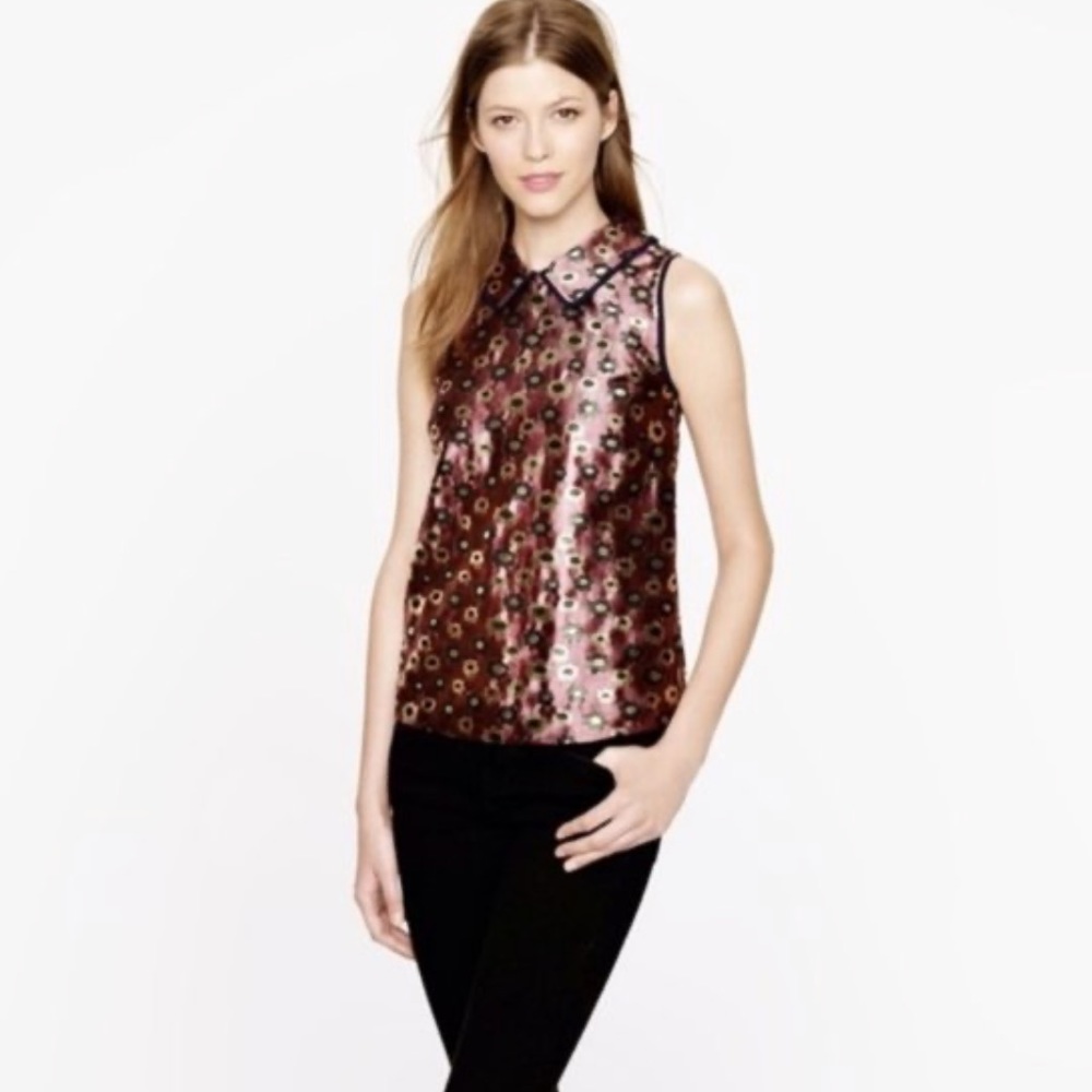 J. Crew collection metallic marigold top sz 2